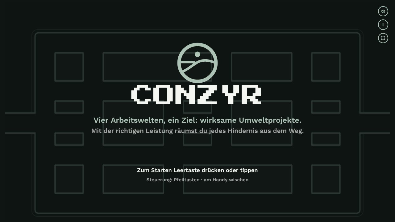 Startbildschirm des Spiels CONZYR Arcade